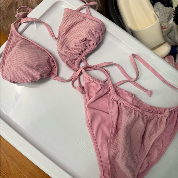 Pink Textured Bikini Set - Picture 2 of 2